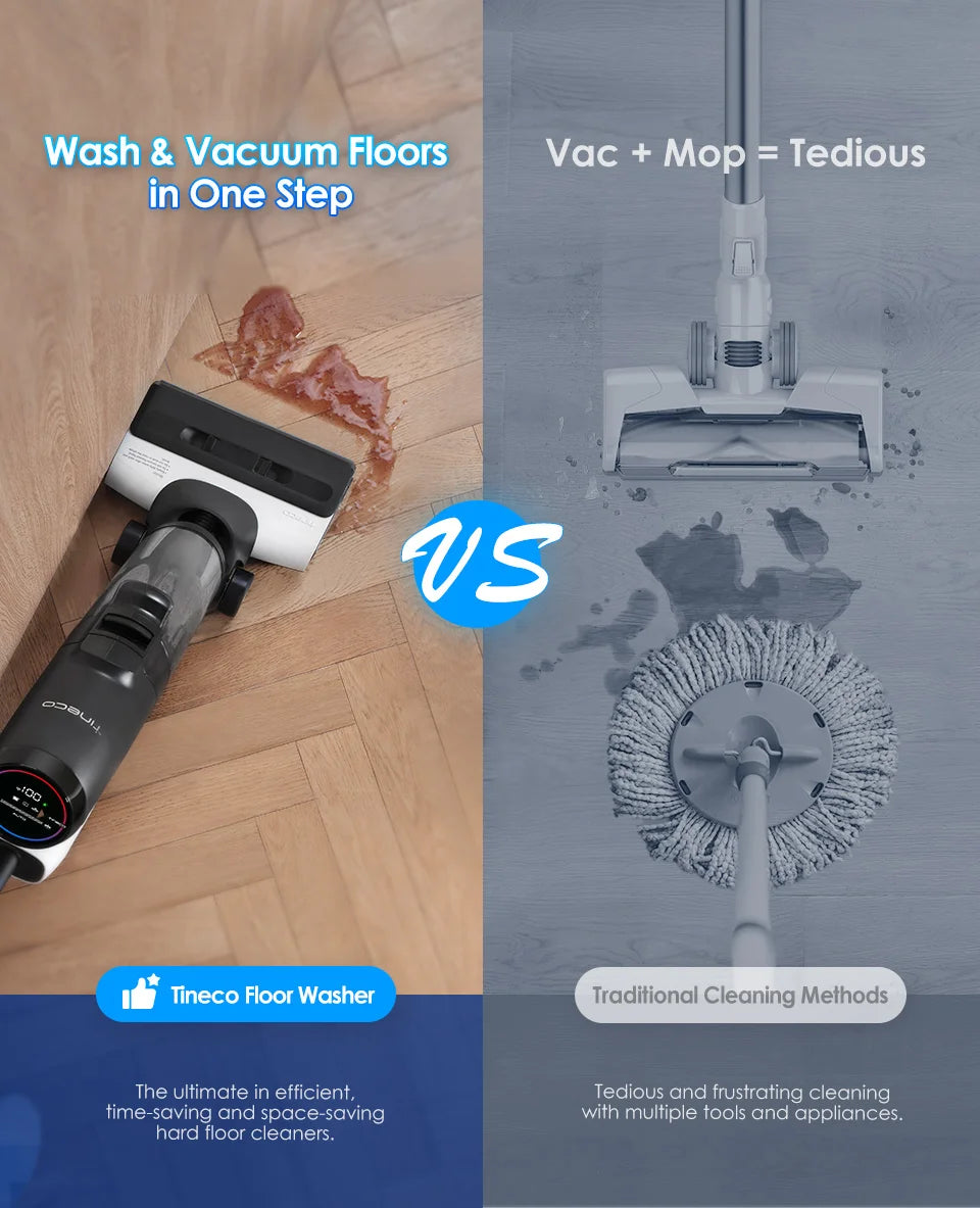 Tineco Floor One S6 Cordless Wet Dry Vacuum Cleaner Floor Washer Mop All-in-One for Hard Floors LED Dual-Sided Edge Cleaning