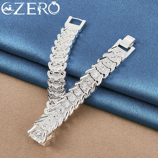 ALIZERO 925 Sterling Silver Fashion Wristband Bracelet Chain For Men's Woman Wedding Party Charm Noble Accessories Jewelry Gift