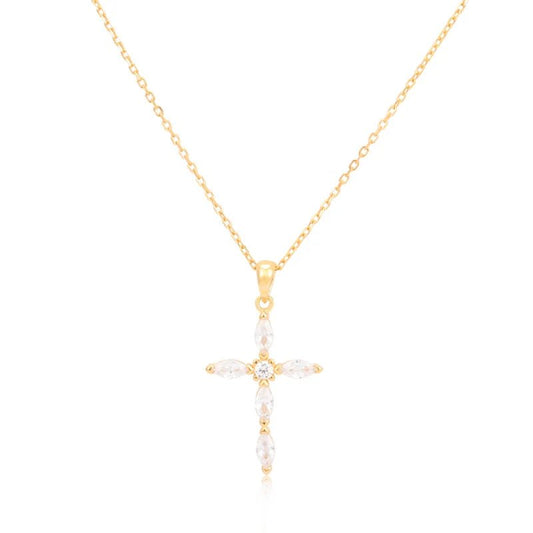 Vintage Women Jewelry Gift Gemstone Hand Setting Marquise Round Shape Amethyst Cross Necklace for Christmas Gift - AmoorStoreAmoorStore