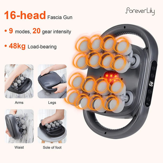 16 - Head Fascia Gun High - Frequency Vibration Body Massage Gun Waist and Back Massager Neck Shoulder Massager Muscle masajeador - AmoorStoreAmoorStore