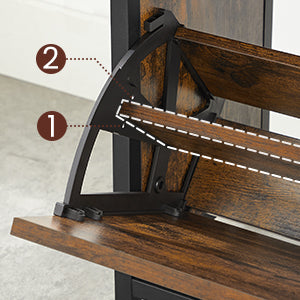 VASAGLE coat rack with shoe cabinet, wardrobe with bench, dresses rack, shoe dump truck, 9 hooks