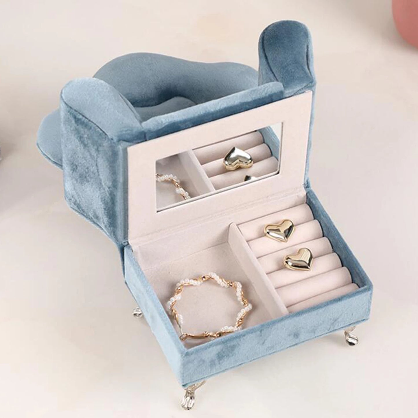 1/6 Sofa Bed Jewelry Box Ornament Earring Case 12inch Dolls Accessories Furniture for Bedside Table Closet Dresser Vanity Table