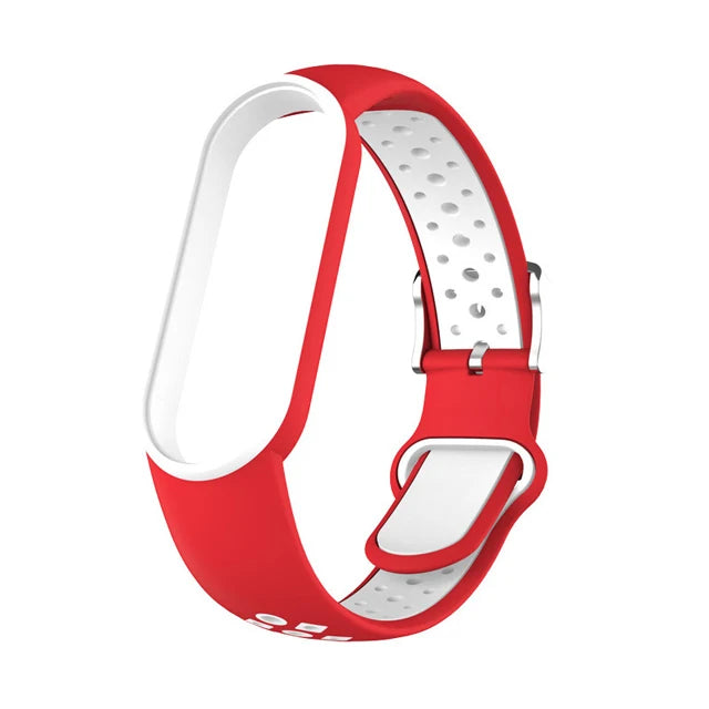 Belt For Xiaomi Mi Band 5 6 Two-color Silicone Bracelet Sport Breathable Strap For Miband 5 Miband7 Replacement Wristband
