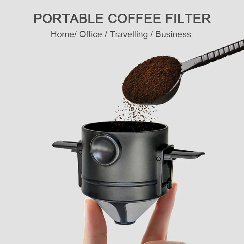 Foldable Coffee Filter for Office Home Travelling Portable Drip Coffee Maker Stainless Steel Reusable Pour Over Coffee Dripper
