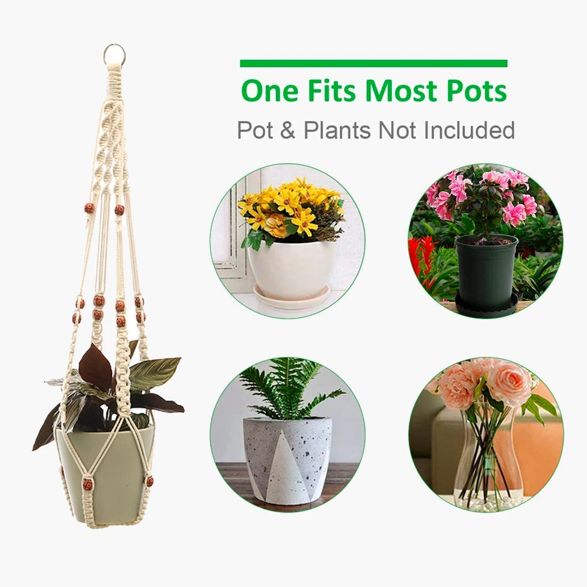 Handmade Macrame Plant Hanger Flower Pot Planter Hanger for Wall Decorations Courtyard Garden Hanging Planter Hanging Basket