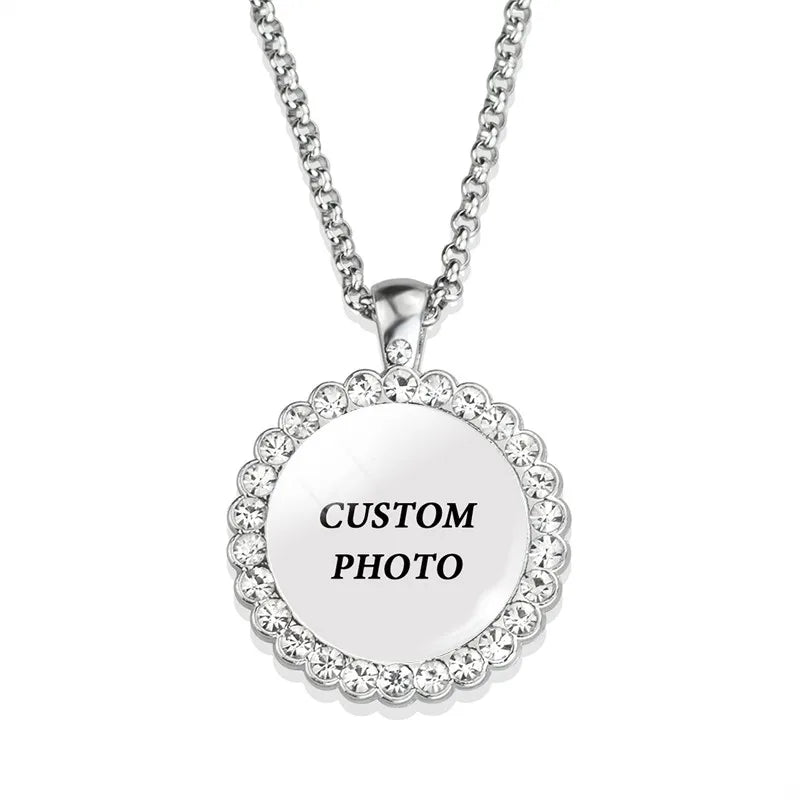 Custom Photo Necklace Lobster Chain Personalized Logo Necklaces Hip Hop Jewelry Gift for Women Men Anniversary Gift