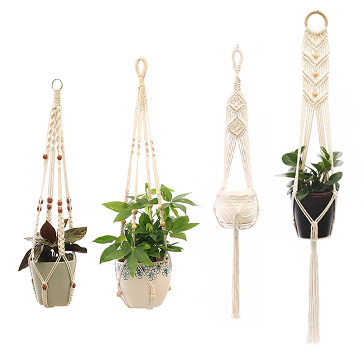 Handmade Macrame Plant Hanger Flower Pot Planter Hanger for Wall Decorations Courtyard Garden Hanging Planter Hanging Basket
