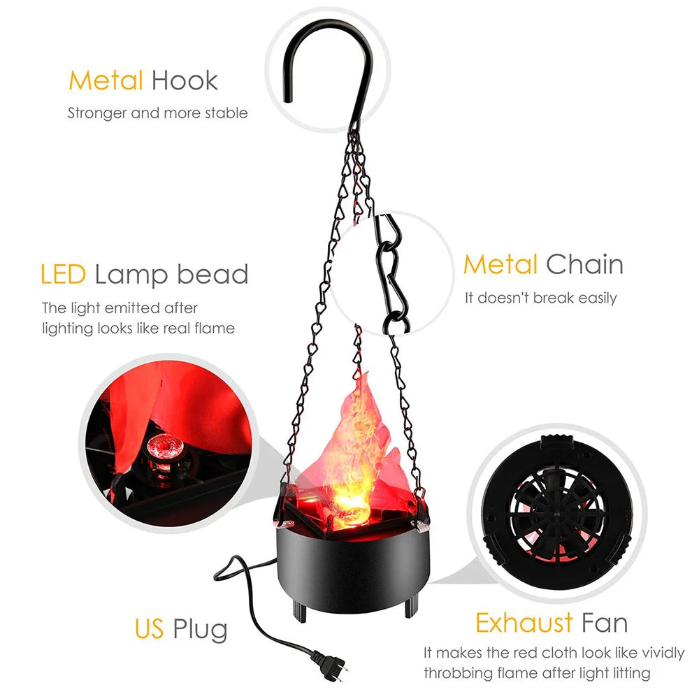 LED Fire Flame Night Light Hangable Dynamic Fire Effect Light Simulated Decorative Atmosphere Lamp For Party Bar Christmas Decor