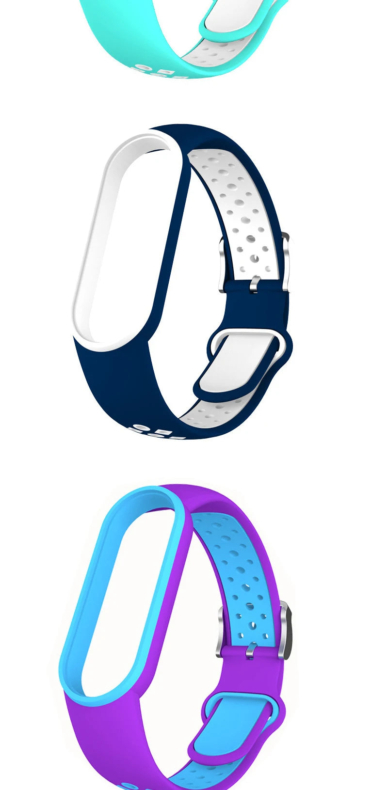 Belt For Xiaomi Mi Band 5 6 Two-color Silicone Bracelet Sport Breathable Strap For Miband 5 Miband7 Replacement Wristband