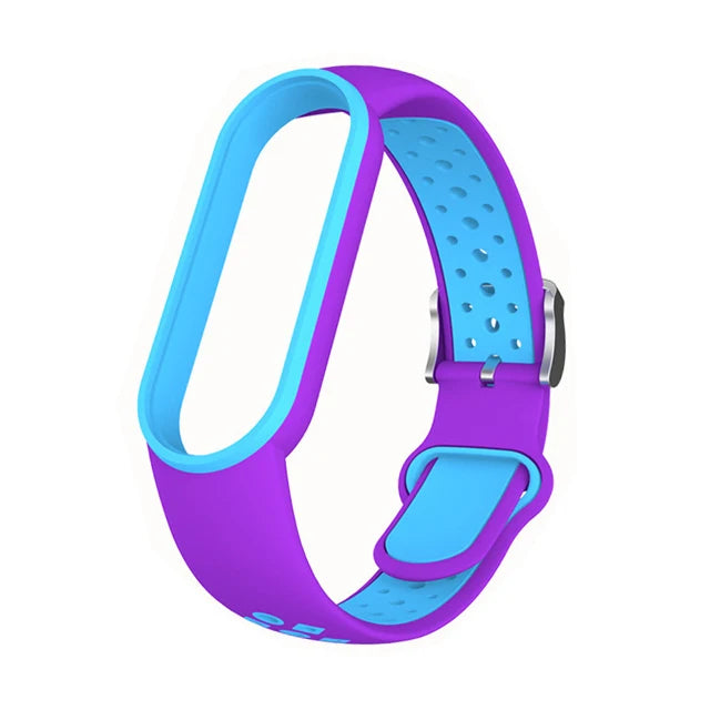Belt For Xiaomi Mi Band 5 6 Two-color Silicone Bracelet Sport Breathable Strap For Miband 5 Miband7 Replacement Wristband