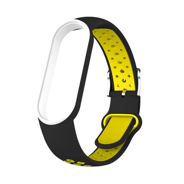 Belt For Xiaomi Mi Band 5 6 Two-color Silicone Bracelet Sport Breathable Strap For Miband 5 Miband7 Replacement Wristband