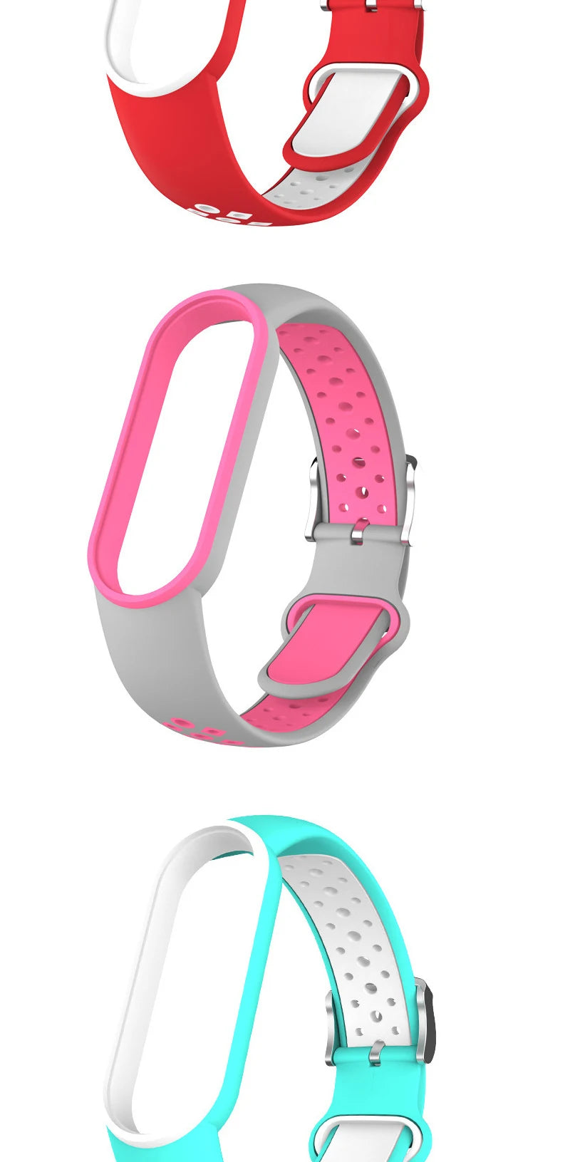 Belt For Xiaomi Mi Band 5 6 Two-color Silicone Bracelet Sport Breathable Strap For Miband 5 Miband7 Replacement Wristband