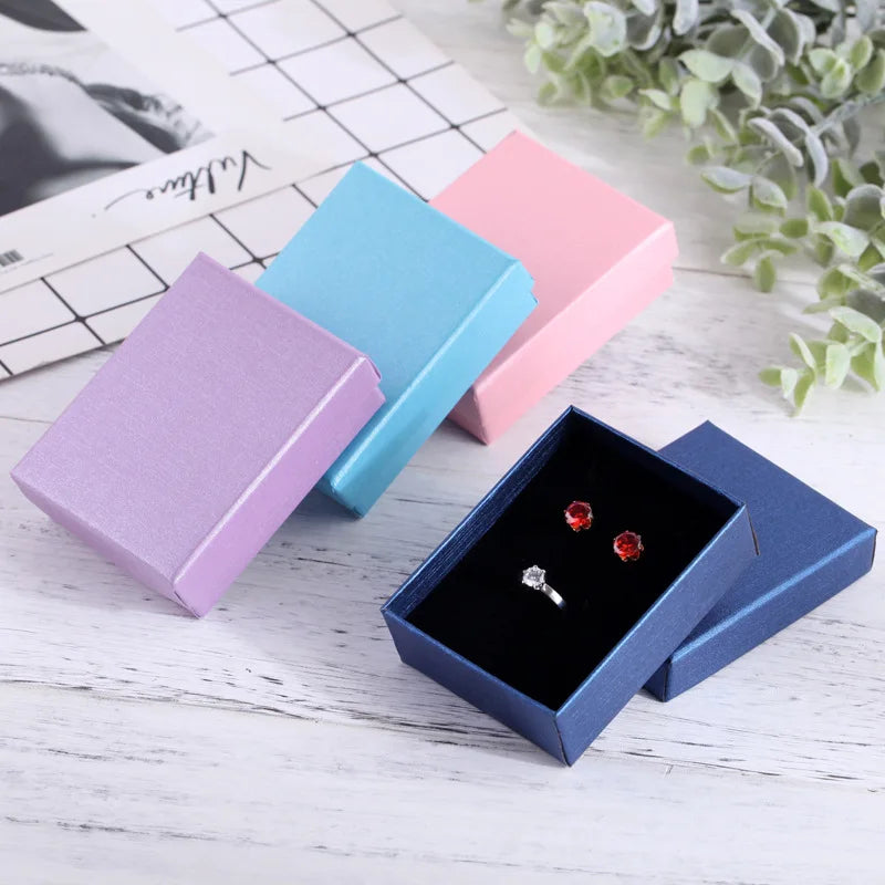 24Pcs 7x9cm Cardboard Jewelry Box Necklace Earring Bracelet Box Big Paper Gift Packaging with Black Sponge Can Personalized logo