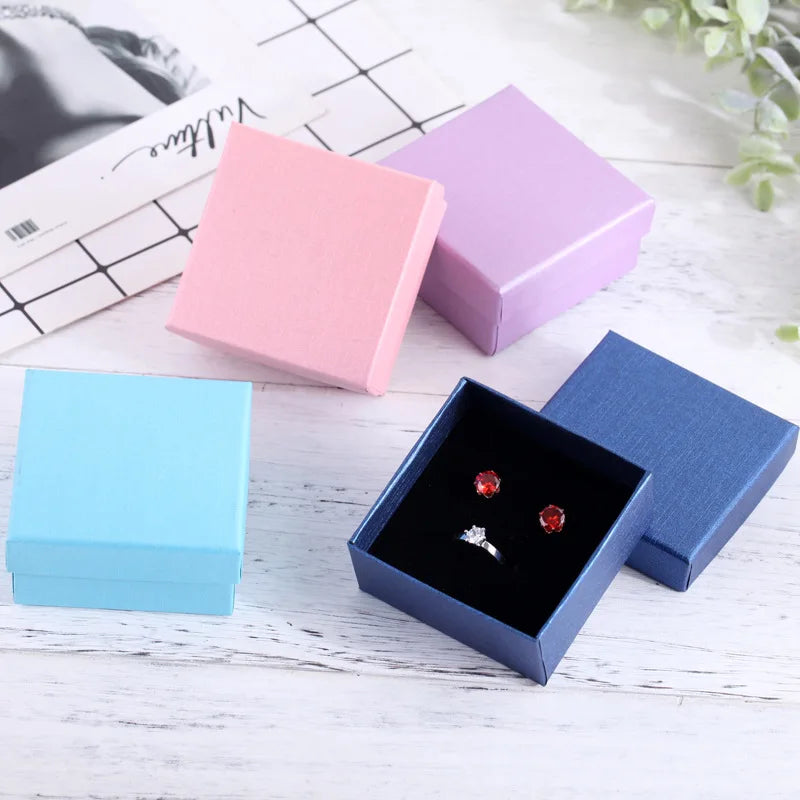 24Pcs 7x9cm Cardboard Jewelry Box Necklace Earring Bracelet Box Big Paper Gift Packaging with Black Sponge Can Personalized logo