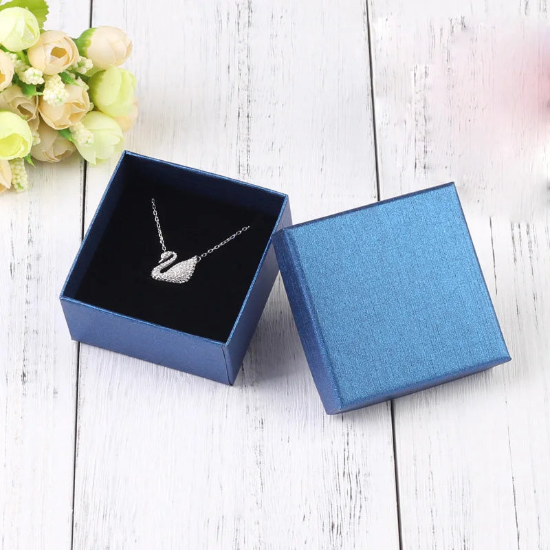 24Pcs 7x9cm Cardboard Jewelry Box Necklace Earring Bracelet Box Big Paper Gift Packaging with Black Sponge Can Personalized logo