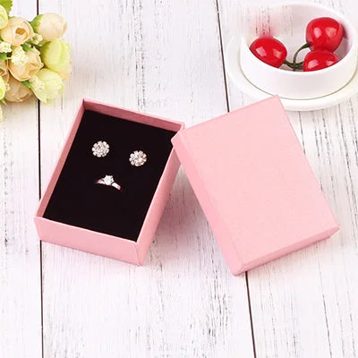 24Pcs 7x9cm Cardboard Jewelry Box Necklace Earring Bracelet Box Big Paper Gift Packaging with Black Sponge Can Personalized logo