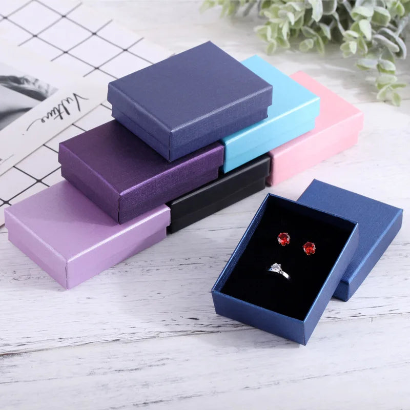 24Pcs 7x9cm Cardboard Jewelry Box Necklace Earring Bracelet Box Big Paper Gift Packaging with Black Sponge Can Personalized logo