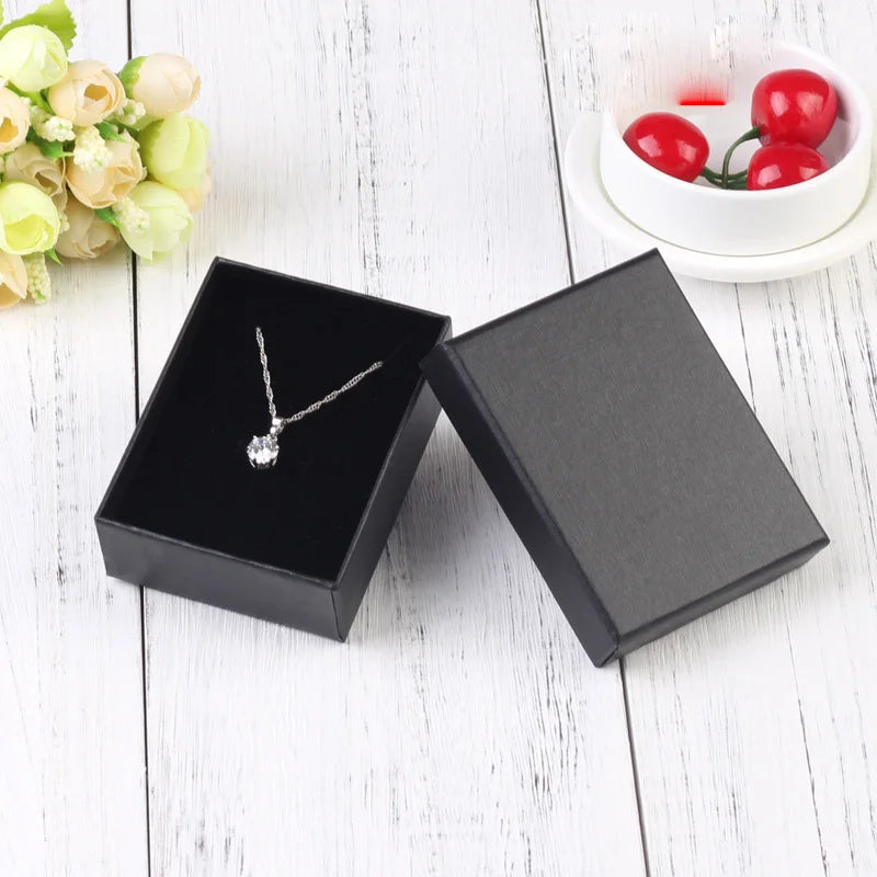 24Pcs 7x9cm Cardboard Jewelry Box Necklace Earring Bracelet Box Big Paper Gift Packaging with Black Sponge Can Personalized logo