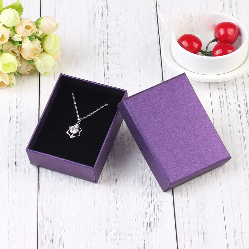 24Pcs 7x9cm Cardboard Jewelry Box Necklace Earring Bracelet Box Big Paper Gift Packaging with Black Sponge Can Personalized logo
