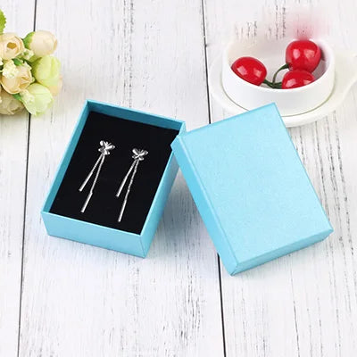 24Pcs 7x9cm Cardboard Jewelry Box Necklace Earring Bracelet Box Big Paper Gift Packaging with Black Sponge Can Personalized logo