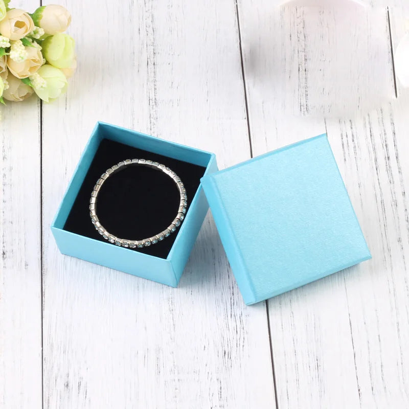 24Pcs 7x9cm Cardboard Jewelry Box Necklace Earring Bracelet Box Big Paper Gift Packaging with Black Sponge Can Personalized logo