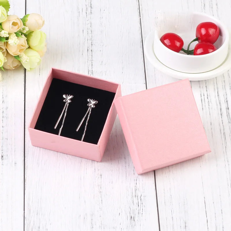 24Pcs 7x9cm Cardboard Jewelry Box Necklace Earring Bracelet Box Big Paper Gift Packaging with Black Sponge Can Personalized logo