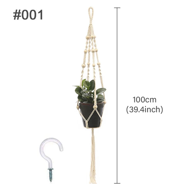 Handmade Macrame Plant Hanger Flower Pot Planter Hanger for Wall Decorations Courtyard Garden Hanging Planter Hanging Basket