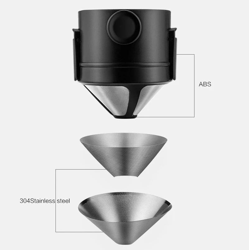 Foldable Coffee Filter for Office Home Travelling Portable Drip Coffee Maker Stainless Steel Reusable Pour Over Coffee Dripper