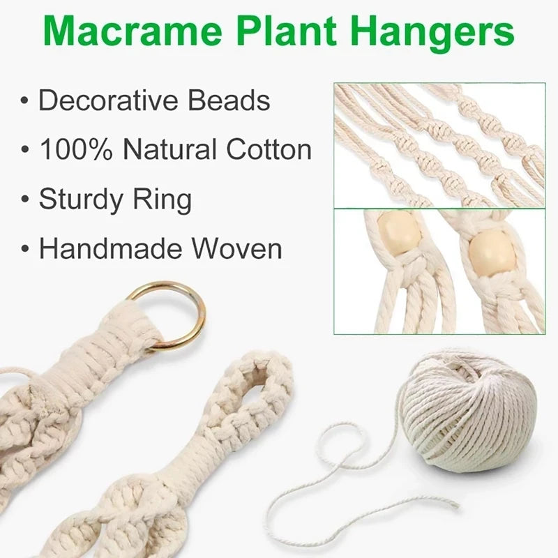 Handmade Macrame Plant Hanger Flower Pot Planter Hanger for Wall Decorations Courtyard Garden Hanging Planter Hanging Basket