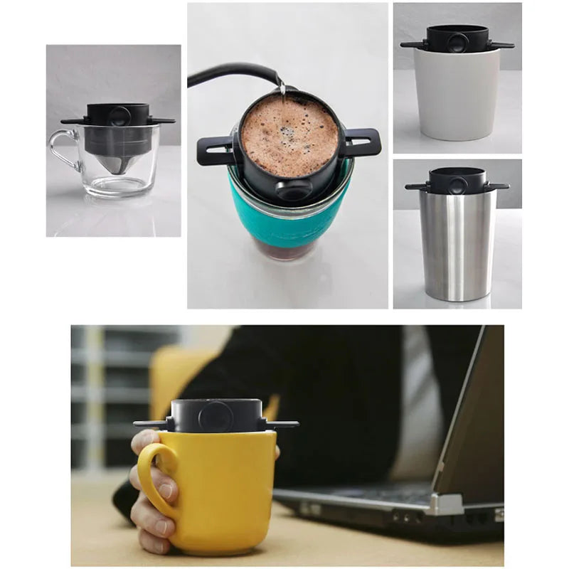 Foldable Coffee Filter for Office Home Travelling Portable Drip Coffee Maker Stainless Steel Reusable Pour Over Coffee Dripper