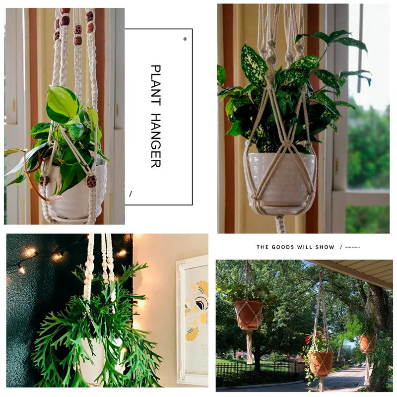 Handmade Macrame Plant Hanger Flower Pot Planter Hanger for Wall Decorations Courtyard Garden Hanging Planter Hanging Basket