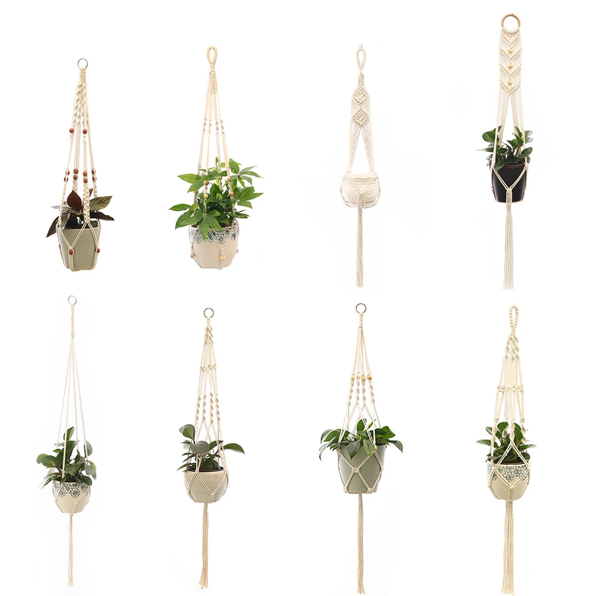 Handmade Macrame Plant Hanger Flower Pot Planter Hanger for Wall Decorations Courtyard Garden Hanging Planter Hanging Basket