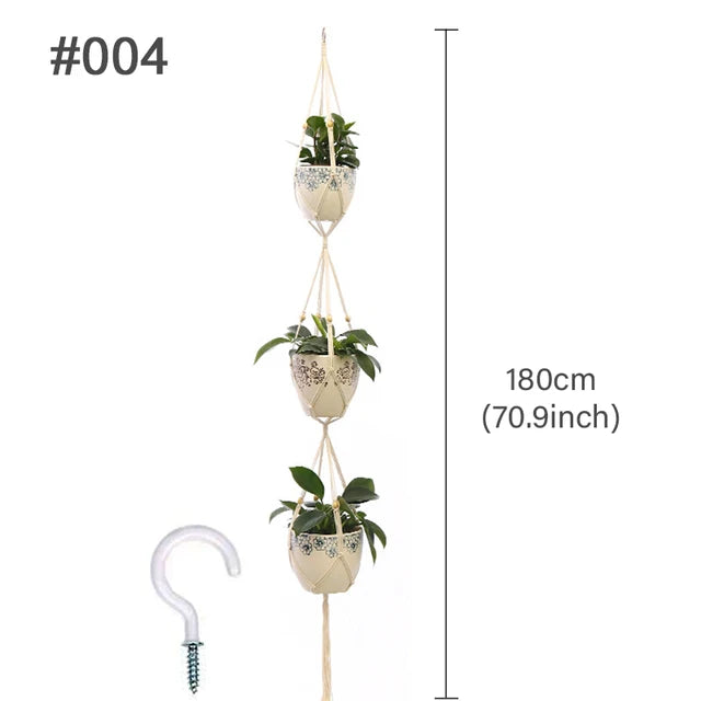 Handmade Macrame Plant Hanger Flower Pot Planter Hanger for Wall Decorations Courtyard Garden Hanging Planter Hanging Basket