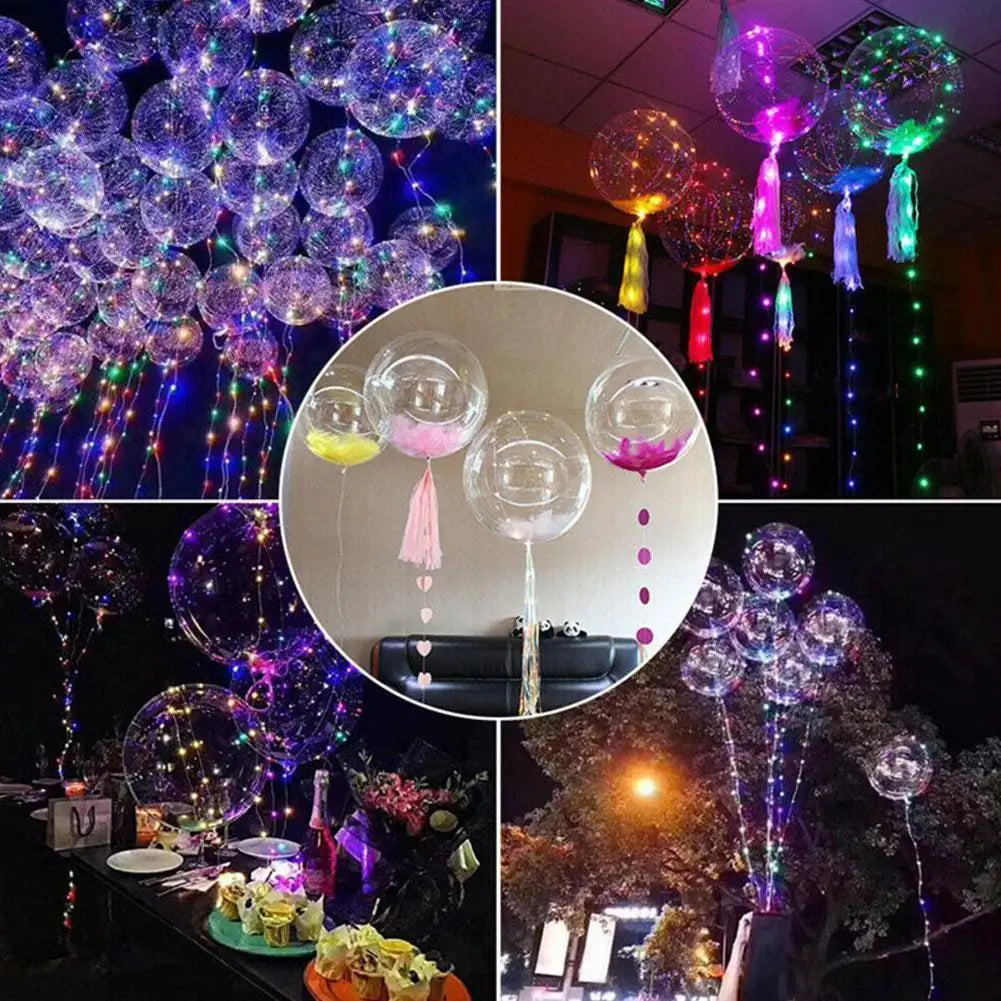 3set Transparent Led Balloons Light Up Balloons With Light Strap Bobo Balloons For Party Birthday Anniversary Wedding Decoration