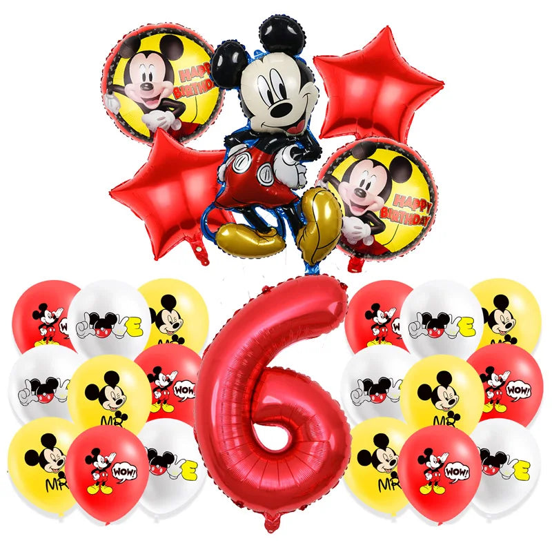 Mickey Mouse Birthday Decoration  Kids Balloons Disposable Tableware Banner Cups Pendant Baby Shower Supplies Kid Gift