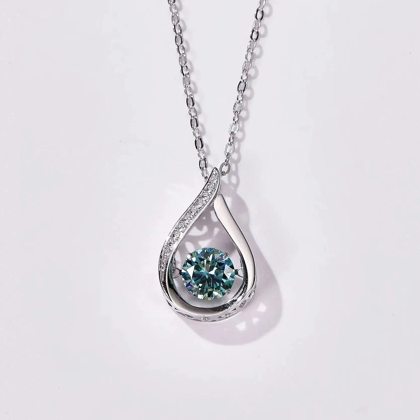 1CT Pass Tested GRA certified Moissanite Pendant Necklace for Women Sterling 925 Silver Lab-created Diamond Pendant with O-chain