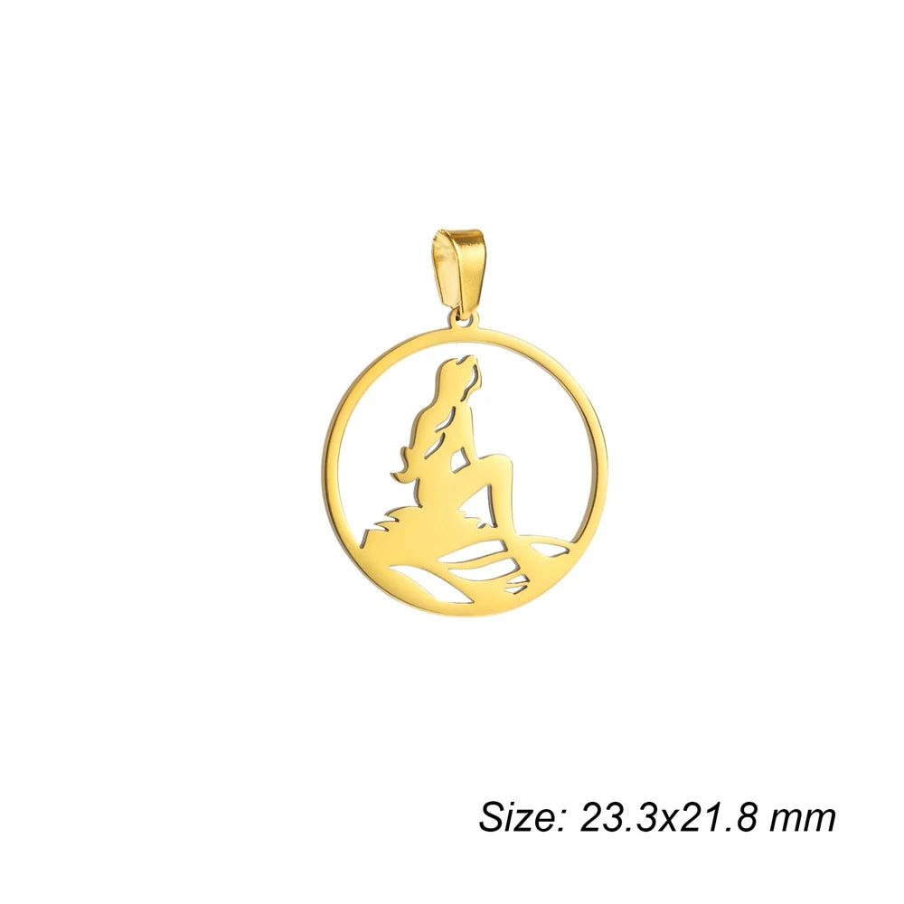 EUEAVAN 1pc Mermaid Stainless Steel Pendant Ocean Sea Fish Tail Charms Necklace Earrings Jewelry Making Accessories Wholesale