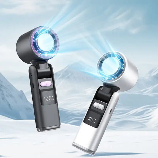 Mini Ice Cold Fan Outdoor Foldable Handheld Fan Mini Cooling Rechargeable 3600mAh 199-level Free Control High Speed Turbo Fan