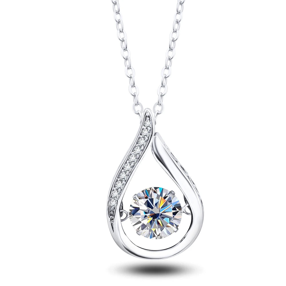 1CT Pass Tested GRA certified Moissanite Pendant Necklace for Women Sterling 925 Silver Lab-created Diamond Pendant with O-chain