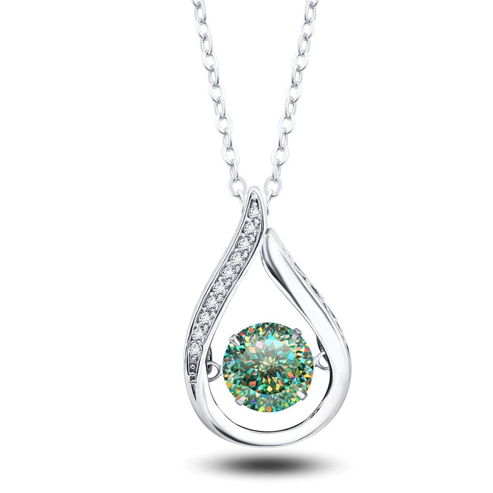 1CT Pass Tested GRA certified Moissanite Pendant Necklace for Women Sterling 925 Silver Lab-created Diamond Pendant with O-chain