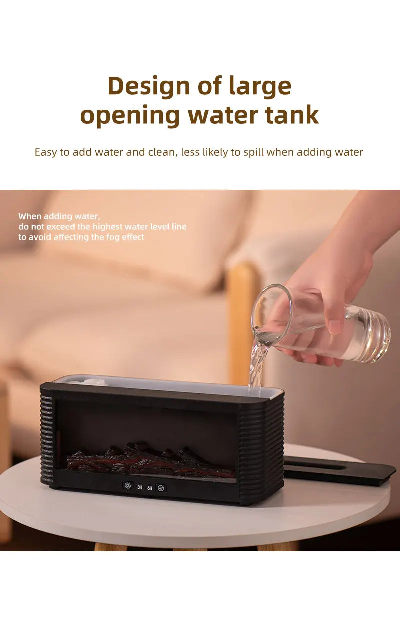 Air Humidifier Flame Fireplace Aroma Essential Oil Diffuser 250ml Desktop Air Diffuser Essential Oil with Timed Colorful Light
