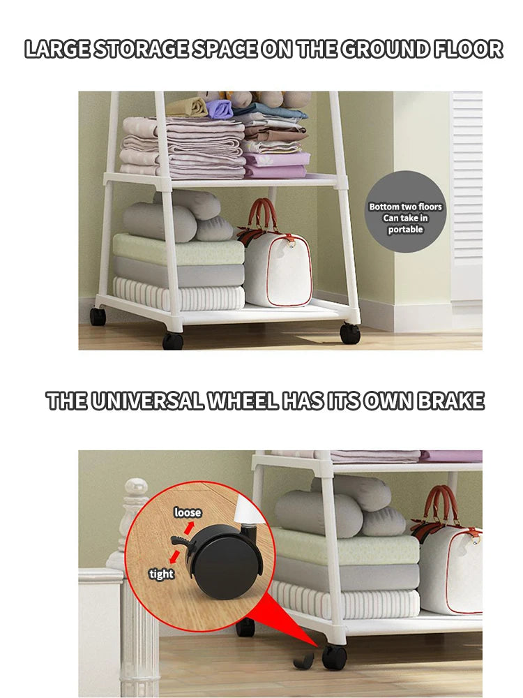 Hat Rack Triangle Hat Rack With Wheels Mobile Multi-Layer Storage Rack Hanging Clothes Rack Drying Rack Simple And Modern