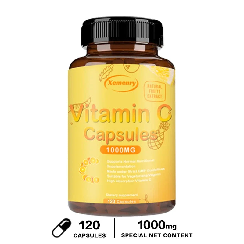 Vitamin C Capsules 1000mg - Immune System and Collagen Booster, Skin Health, Antioxidant Supplements