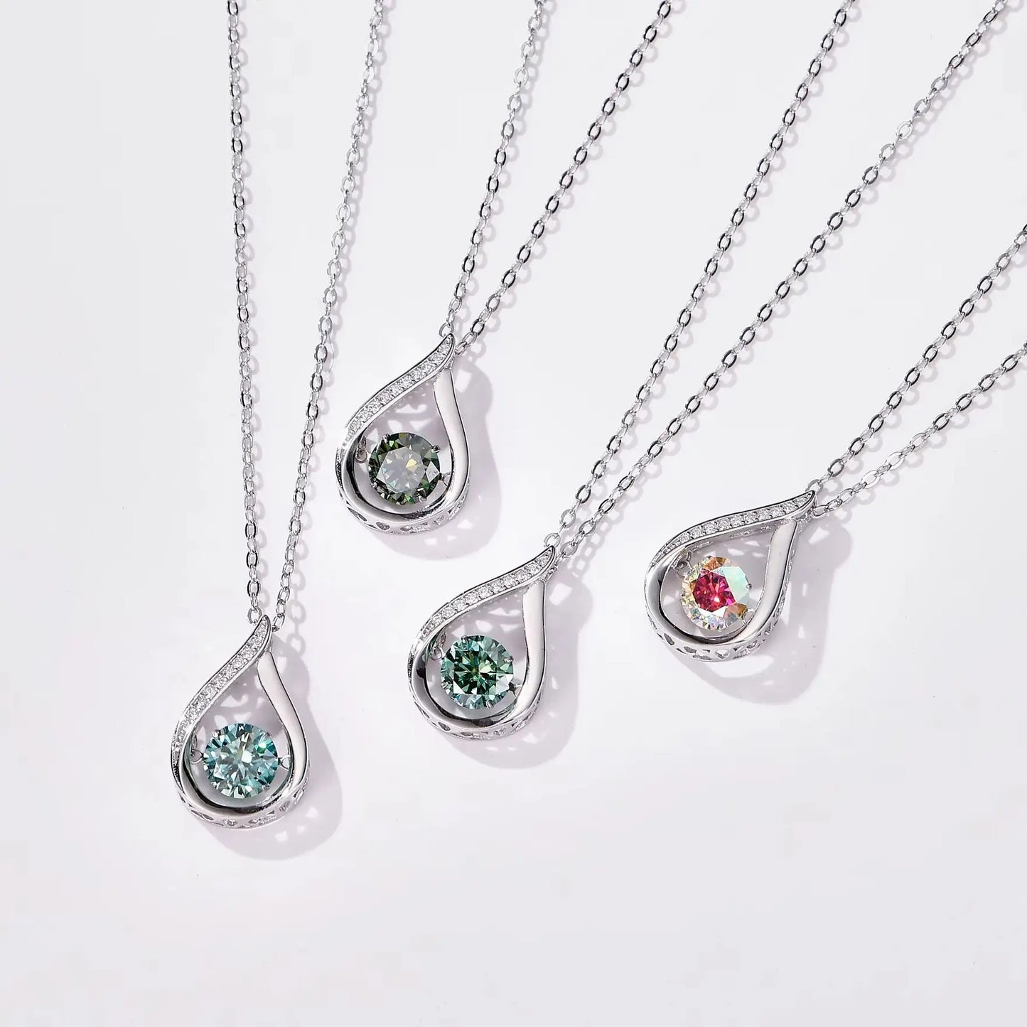 1CT Pass Tested GRA certified Moissanite Pendant Necklace for Women Sterling 925 Silver Lab-created Diamond Pendant with O-chain