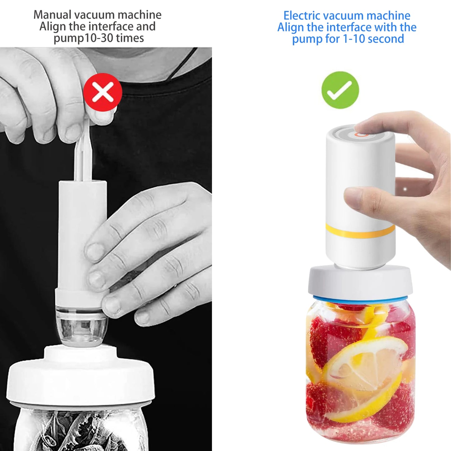Universal Mason Jar Sealer Vacuum Kit BAP Free Vacuum Sealing Machine Food Preservation Storage for Wide Mouth Kitchen Gadgets