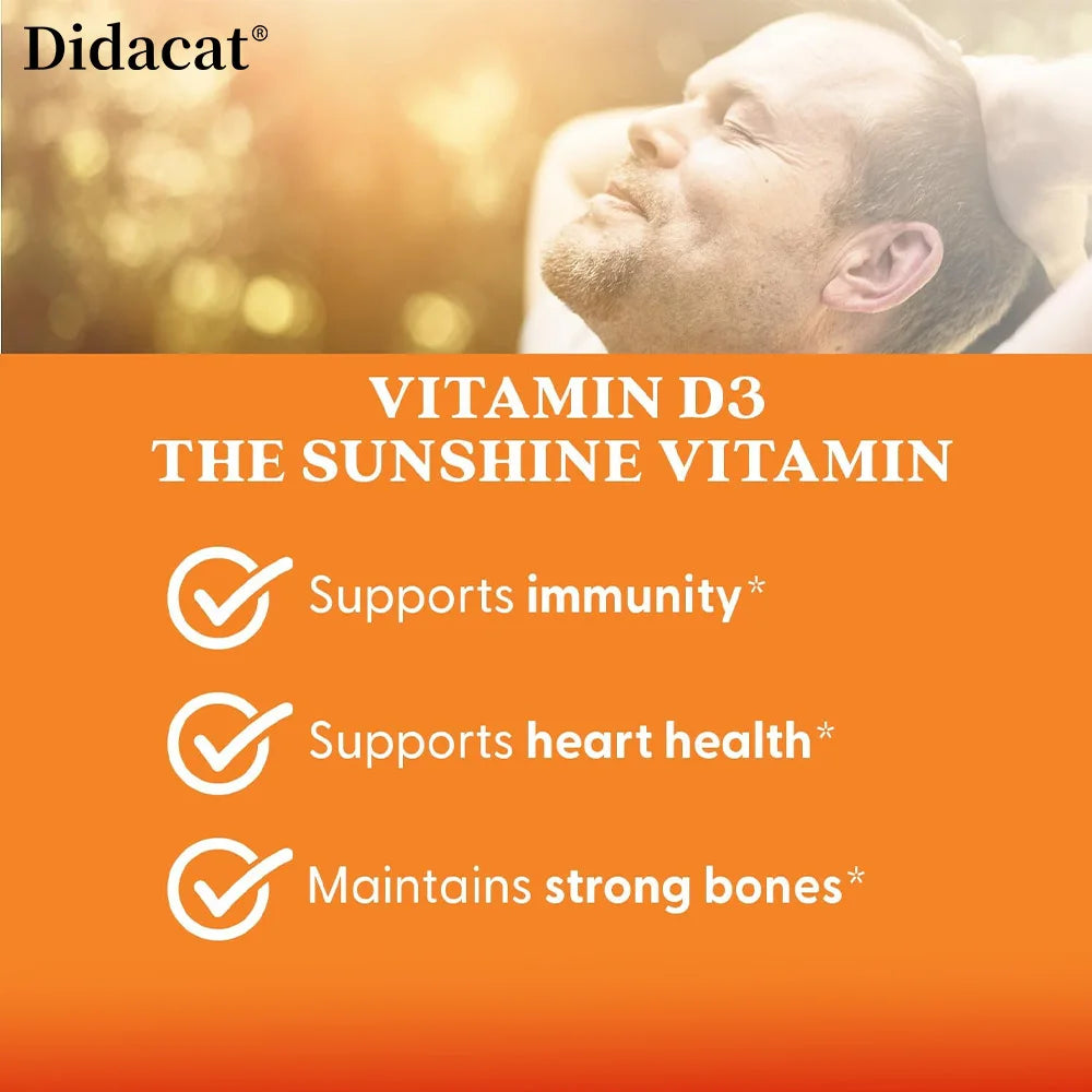 Vitamin D3 10,000 IU - Strong Bones, Heart, Immune Support - Non-GMO, Gluten-Free Supplement