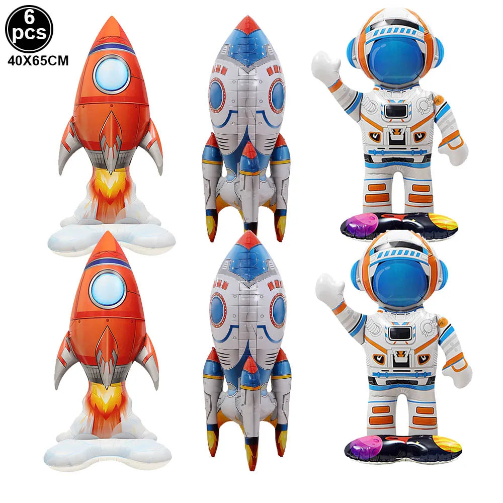 4D Spaceship Balloon 4D Standing Astronaut Ballon Large Space Shuttle Inflate Balloon for Rocket Birthday Decoration Baby Shower