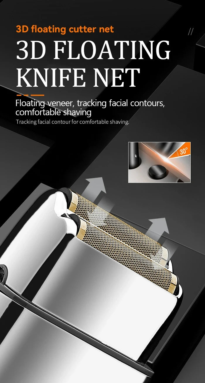 Kemei KM-TX5 Premium Chargeable Battery Type Silver Shaver Double Net Aluminum Alloy Reciprocating Electric Shaver