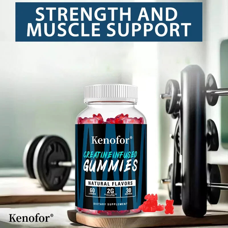 Creatine Gummies - Helps Increase Strength, Endurance, and Muscle Recovery, Improving Athletic Performance - 60 Gummies