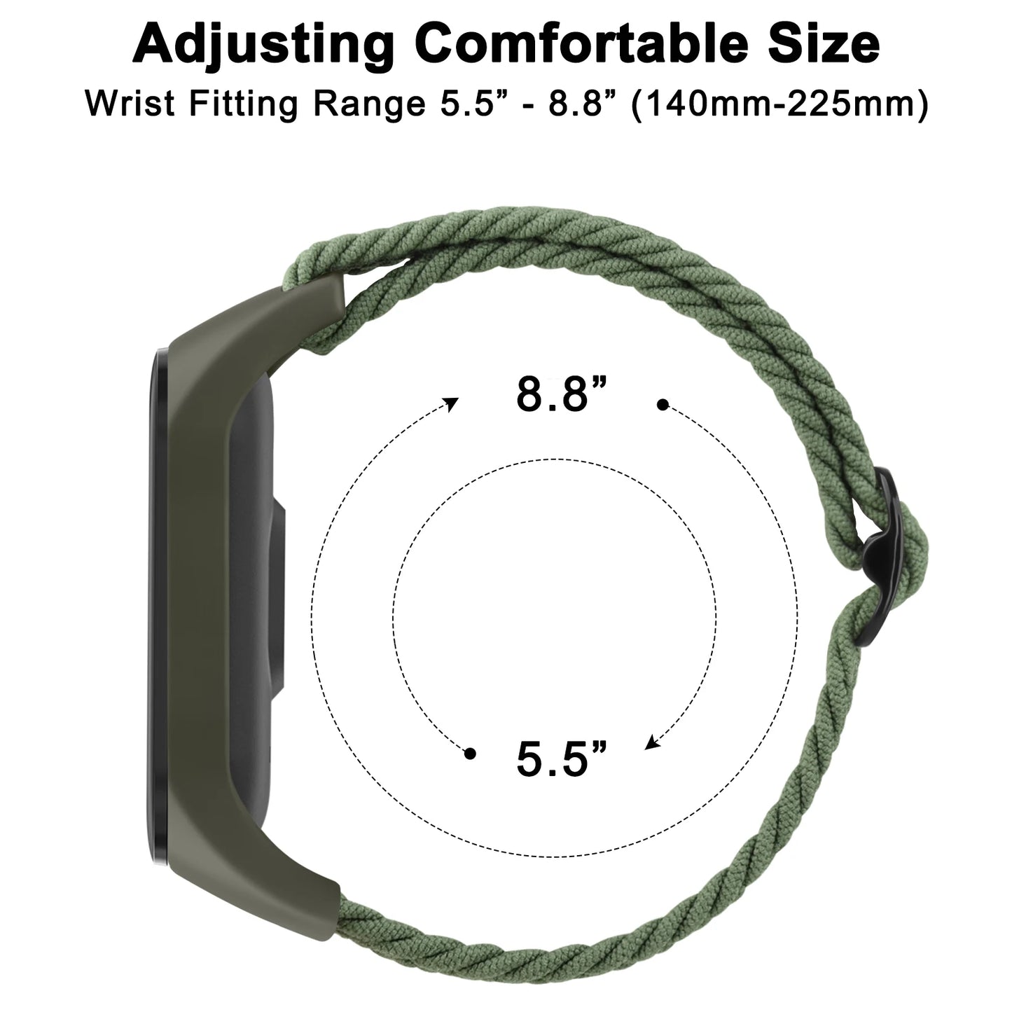 Braided Watchband For Xiaomi Mi Band 7 6 5 4 3 Strap Elastic Adjustable Wristband For Amazfit Band 5 Band Replacement Bracelet